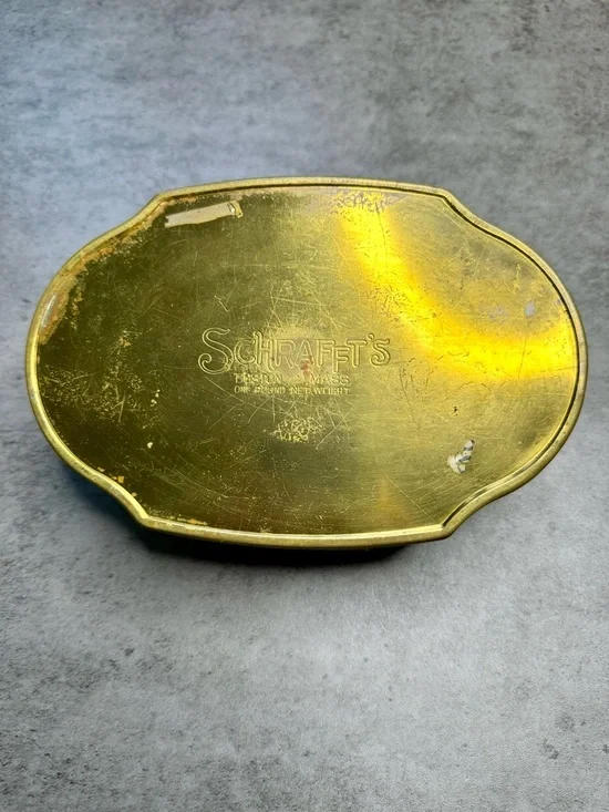 Vintage Schrafft's Brass Candy Tin Boston MA - Picture 2 of 5
